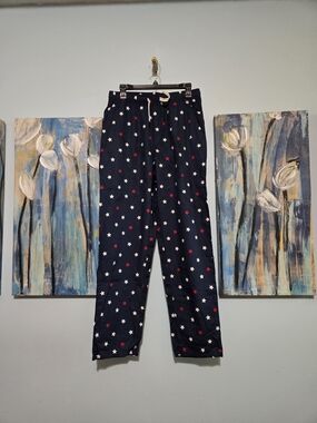 Navy Star Print Lounge Pants - Red & White Stars